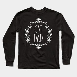 Cat Dad | Ornate | White Long Sleeve T-Shirt